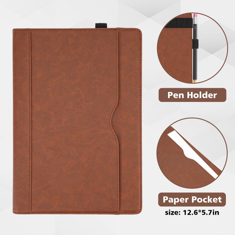 TT TYTX TYTX Compatible with MacBook Air 13 Inch Leather Case, for Model A2337 M1 A2179 A1932 2018-2021 Retina Display Touch ID, PU Leather Laptop Case with Pocket for Papers and Pen Holder, Dark Brown - Image 5